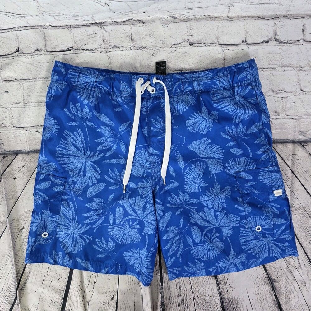 Ocean Pacific Men's Large Blue Floral Bathing Suit